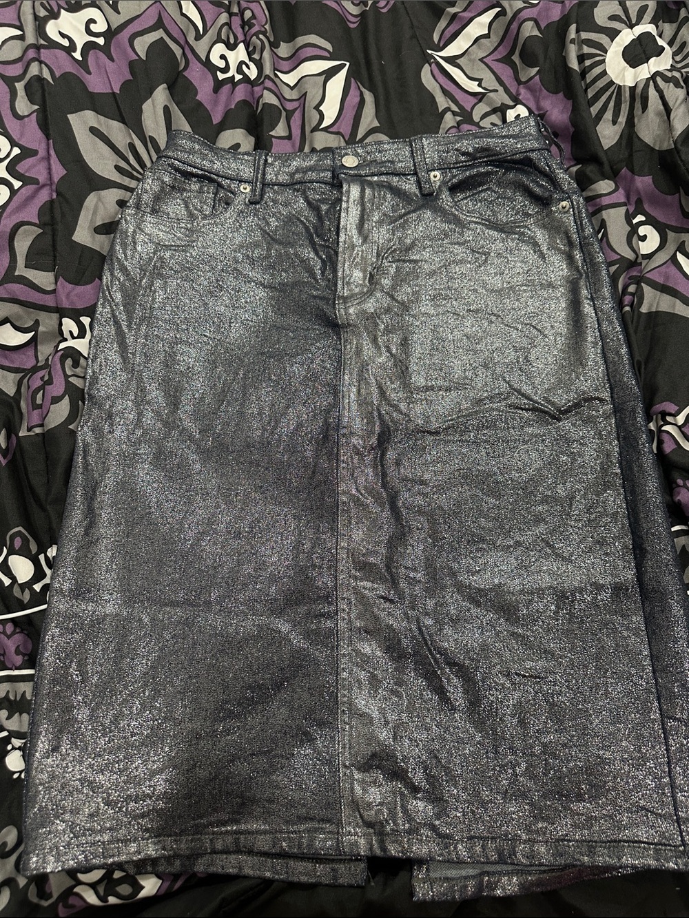 GAP Metallic Charcoal Pencil Skirt